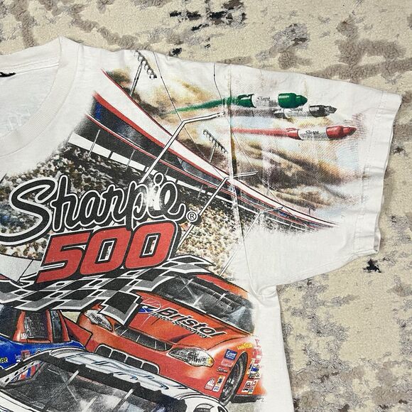 Vintage Y2K 90s NASCAR Shirt Mens L/XL Sharpie 500 Bristol Motor Speedway AOP - Picture 12 of 14